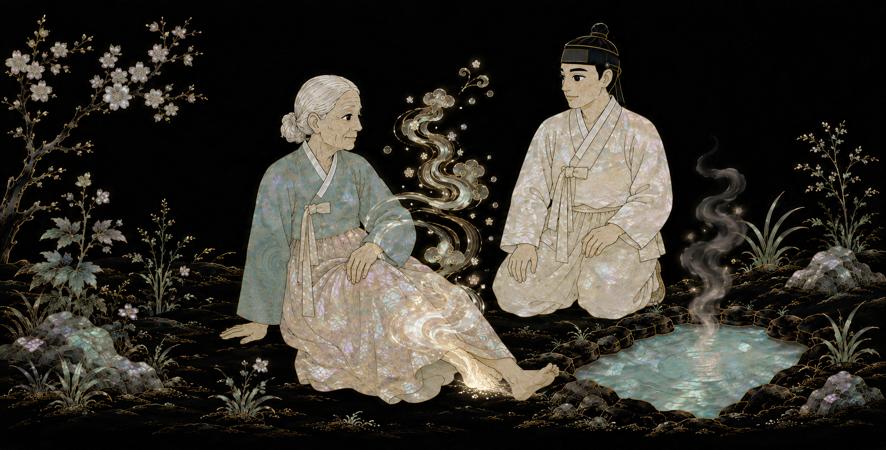 따뜻한 기운이 발끝에서부터 천천히 올라왔어요. 발목을 지나, 무릎을 지나, 온몸이 포근해졌어요. 하지만 어머니는 금세 일어서지 않았어요. “학도 사흘을 왔잖니. 우리도 기다려 보자.”
